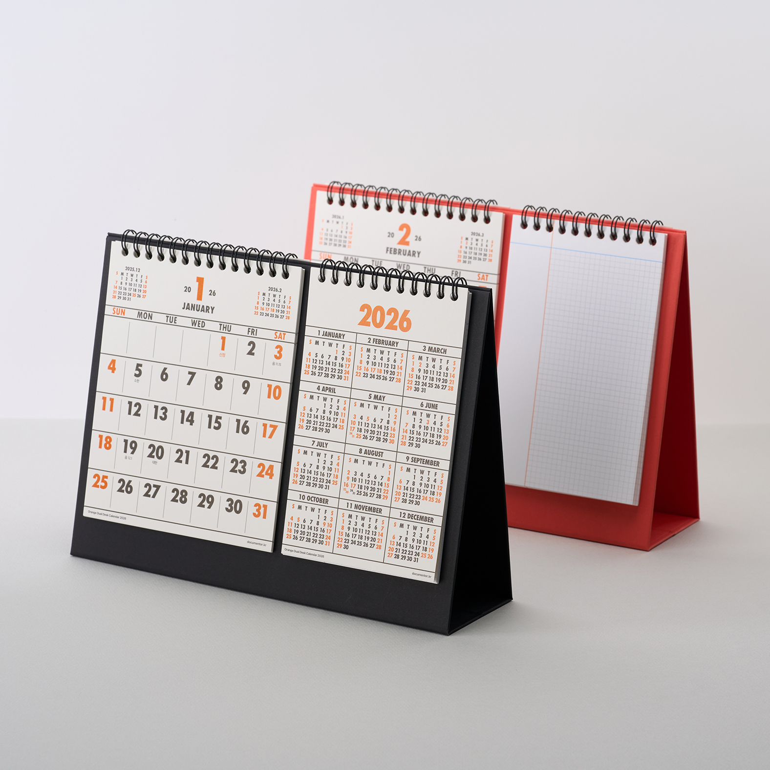 오렌지 듀얼 데스크 캘린더 2026